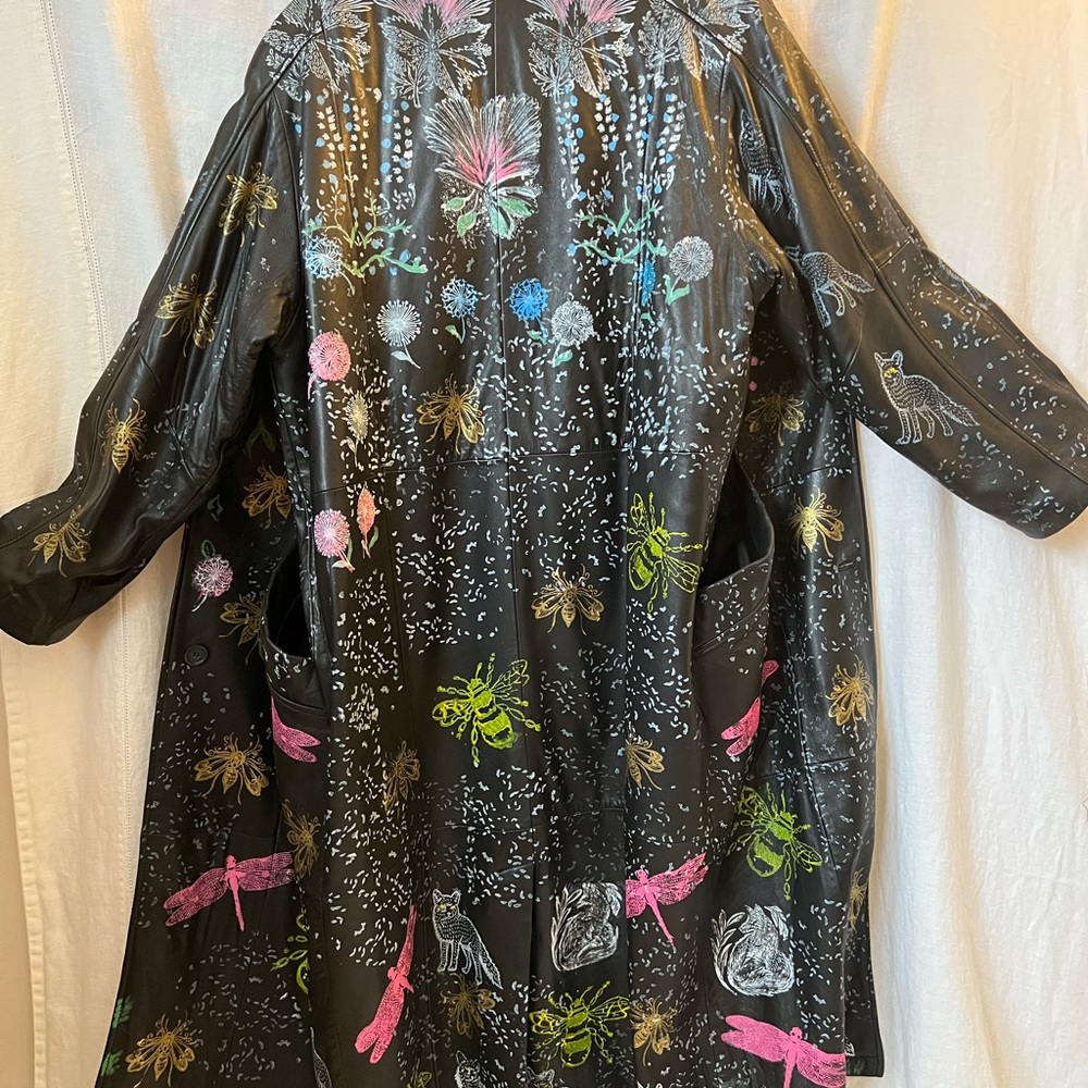 hand painted leather coat